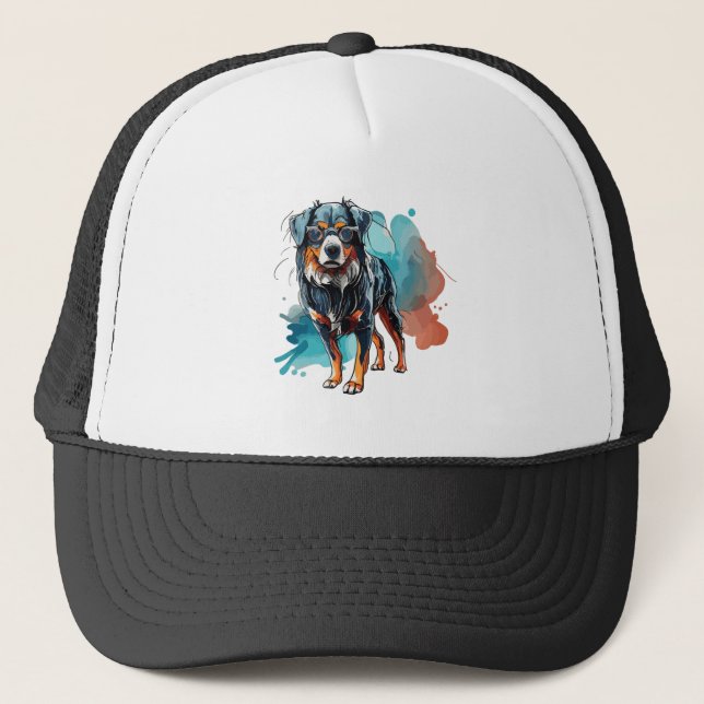 Casquette Dessin d'encre de chien bernois dynamique Aquarell (Devant)