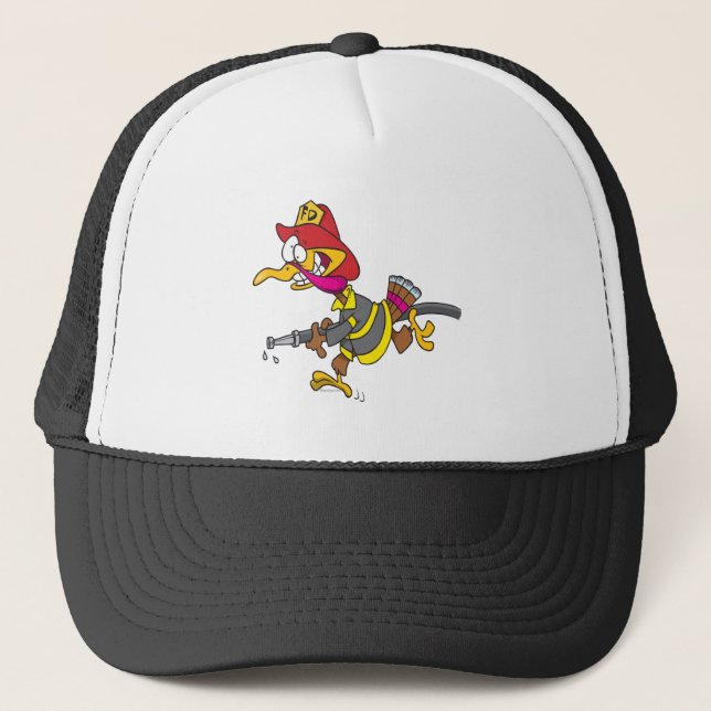 Casquette dessin humoristique sur la dinde des pompiers (Devant)