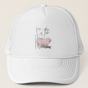 Casquette Dessin original Cochon et chapeau de camion bambou
