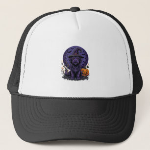 Casquette Dessin vectoriel de chien de sorcière de citrouill
