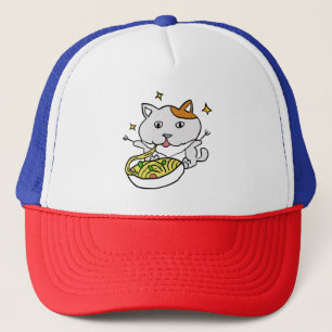 Casquette Deux chats mignons mangeant Spaghetti Vincent Van 