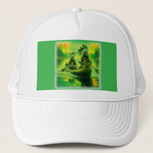 Casquette Deux Indiens Traversent Le Lac