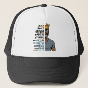 Casquette Dieu dit que je suis le roi noir Melanin homme Bru