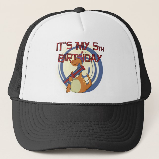 Casquette Dinosaur 5e Anniversaire Tshirts et cadeaux (Devant)