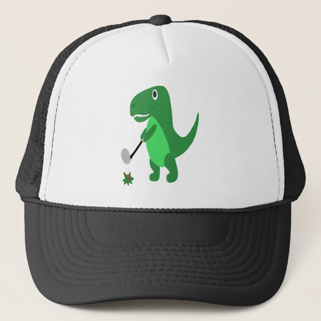Casquette Dinosaure drôle de T-rex jouant au golf (Devant)