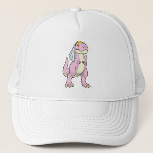 Casquette Dinosaure en mariée au mariage avec voile