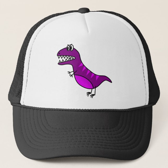 Casquette Dinosaure fâché pourpre mignon de bande dessinée (Devant)