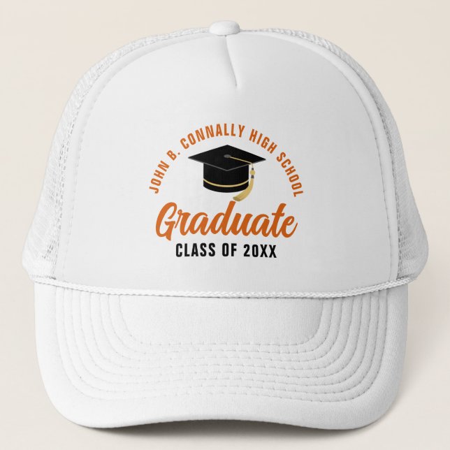 Casquette Diplômé Orange sur mesure (Devant)