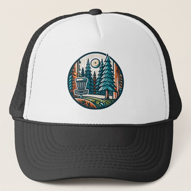Casquette Disk Golf in the Woods Retro Vibe Art (Devant)