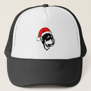 Casquette Doigt Rottweiler portant le chapeau de Noël rouge