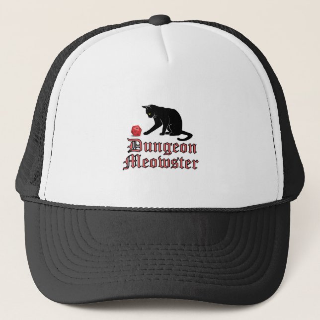 Casquette Doungeon Meowster Drôle RPG Chat avec dés (Devant)