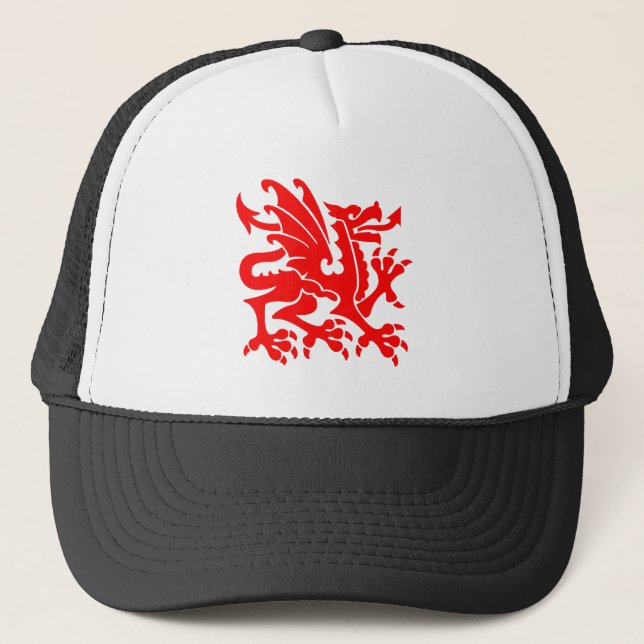 Casquette Dragon héraldique 01 - Rouge (Devant)