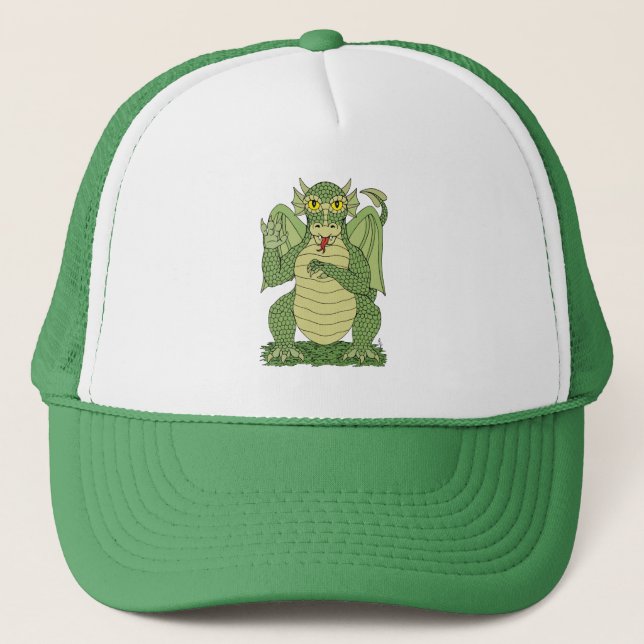 Casquette Dragon vert mignon (Devant)