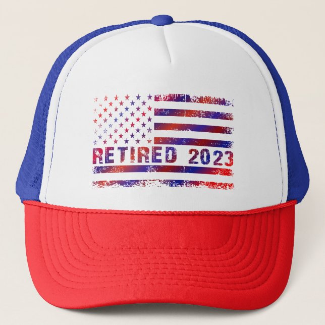 Casquette Drapeau à la retraite rouge et bleu 2023 (Devant)