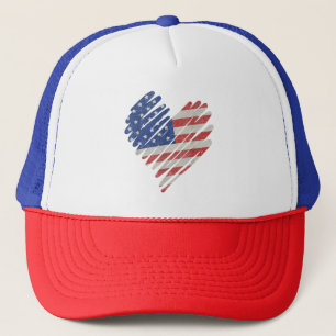 Casquette Drapeau Américain Cœur Rouge Blanc Bleu Mignon 4 J