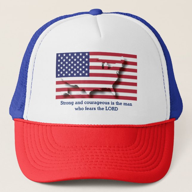 Casquette Drapeau AMÉRICAIN Écriture chrétienne Personnalisé (Devant)