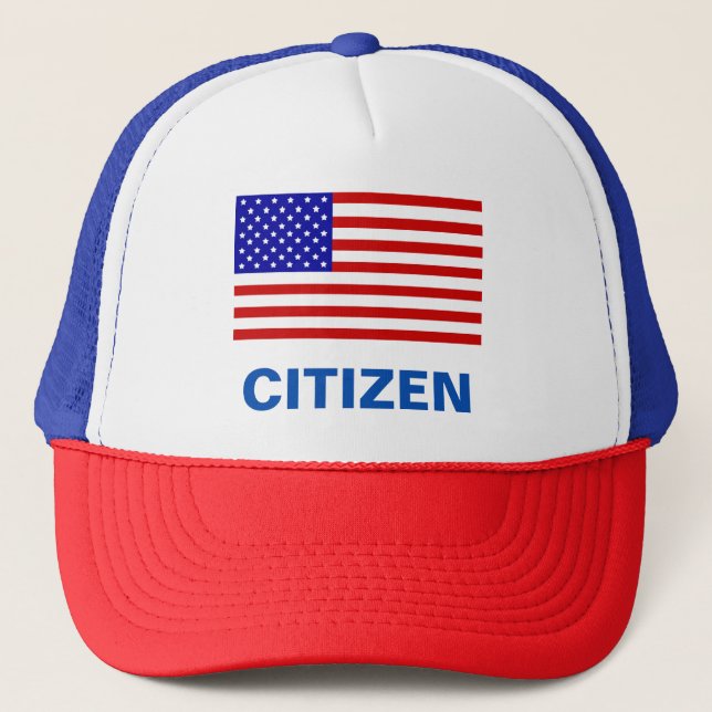 Casquette Drapeau américain modifiable et texte de citoyen (Devant)