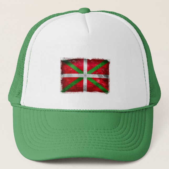 Casquette Drapeau Basque affligé de style : Ikurriña, (Devant)