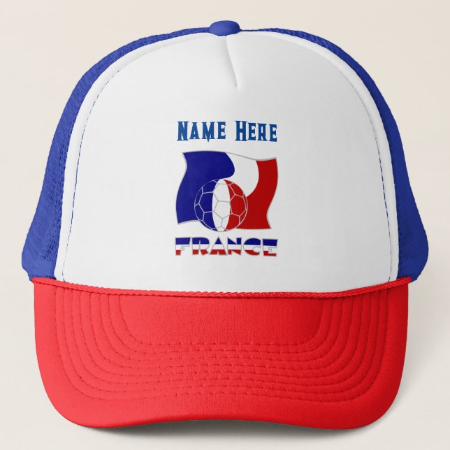 Casquette Drapeau de balle de football français personnalisé (Devant)