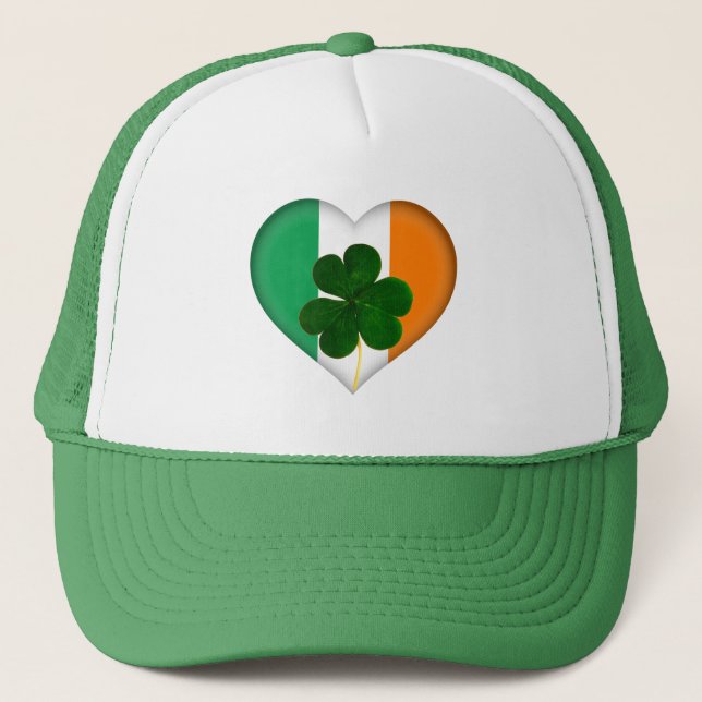 Casquette Drapeau de l'Irlande Shamrock de coeur Clover St.  (Devant)