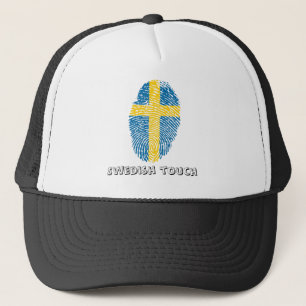 Casquette Drapeau d'empreinte digitale de contact de Suédois