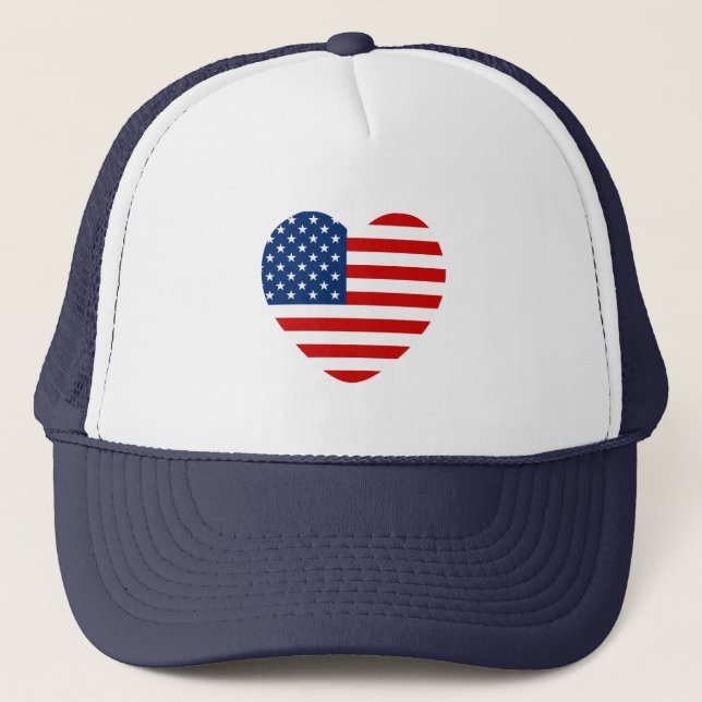 Casquette Drapeau en forme de coeur des Etats-Unis USA (Devant)