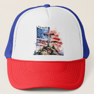 Casquette Drapeau et croix "Dieu bénisse l'Amérique"