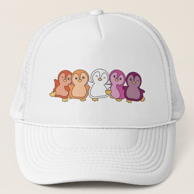 Casquette Drapeau Lesbienne Pride Lgbtq Cute Penguin Chapeau (Devant)