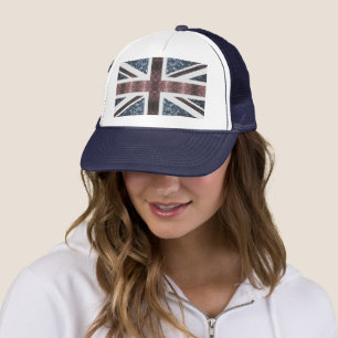 Casquette Drapeau rustique UK rouge bleu étincelants parties