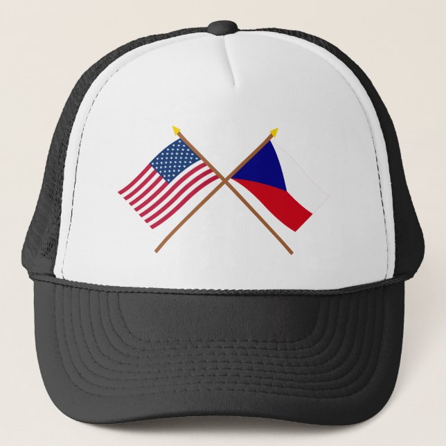 Casquette Drapeaux croisés des USA et de République Tchèque (Devant)