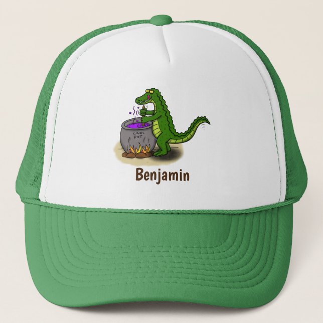 Casquette Drôle alligator vert cuisine dessin animé (Devant)