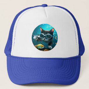 Casquette Drôle Chat dans l'Aquarium