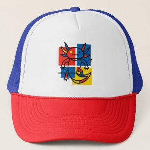 Casquette Drôle de motif d'art abstrait Axolotl Piet Mondria
