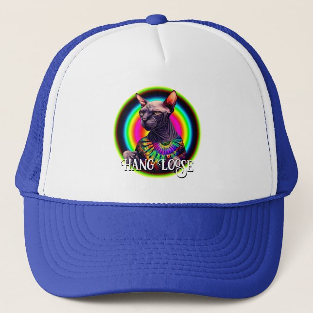 Casquette Drôle Hippie Sphynx Chat (Devant)