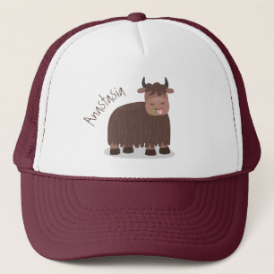 Casquette Drôle joyeux yak mangeant de l'herbe dessin d'illu