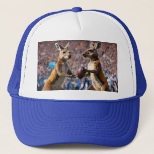 Casquette Drôle Kangaroos Australien Jouant Au Football,