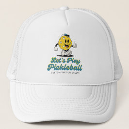 Casquette Drôle Retro Pickleball Mascot Texte personnalisé