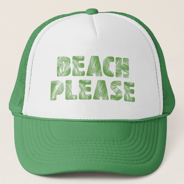 Casquette Drôle Typographie Palmier - Plage, S'Il Vous Plaît (Devant)