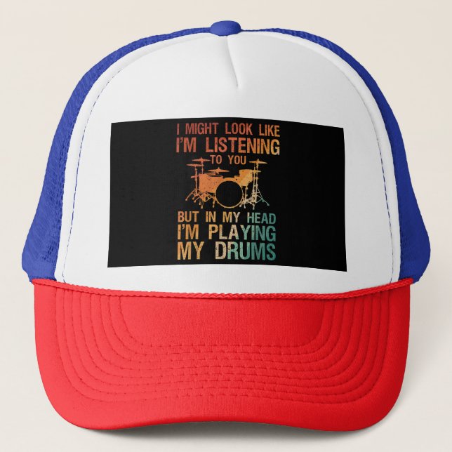 Casquette Drummerie drôle d'art pour hommes femmes batteur p (Devant)
