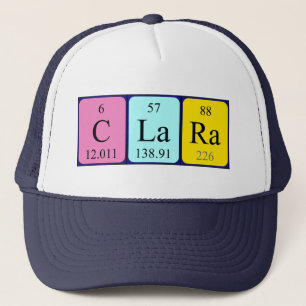 casquette du nom de la table périodique Clara