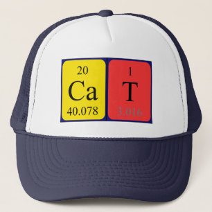 Casquette du nom de table périodique de la chat