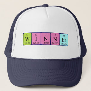 Casquette du nom de table périodique du gagnant