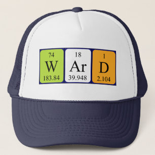Casquette du nom de table périodique du magasin