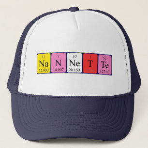 Casquette du nom de table périodique Nannette