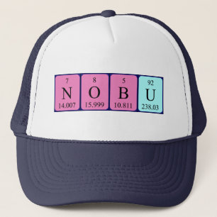 Casquette du nom de table périodique Nobu