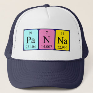 Casquette du nom de table périodique Panna