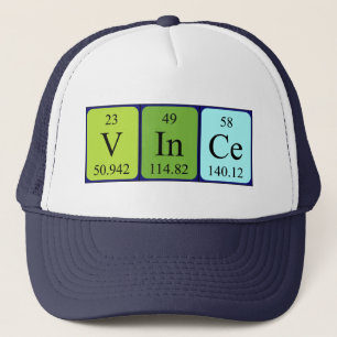 Casquette du nom de table périodique Vince