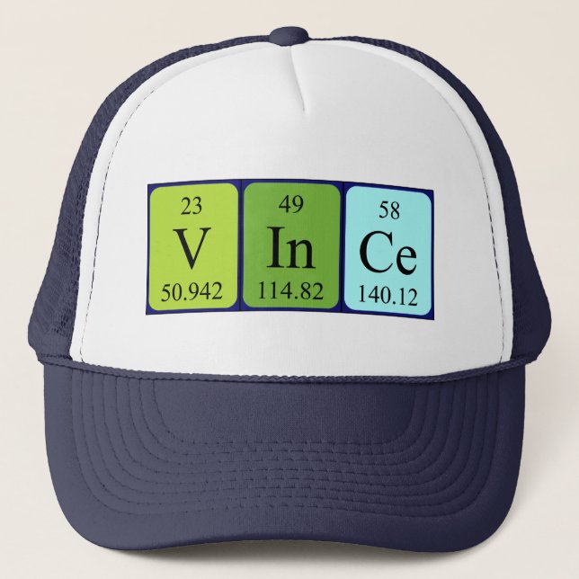 Casquette du nom de table périodique Vince (Devant)