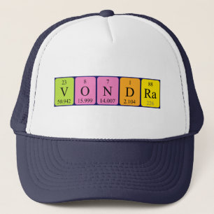 Casquette du nom de table périodique Vondra