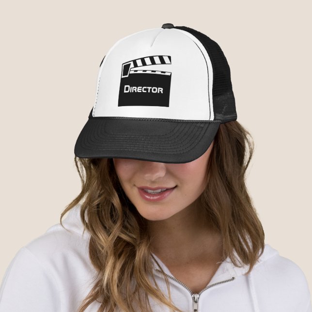 Casquette du réalisateur de films avec Clapperboar (En situation)